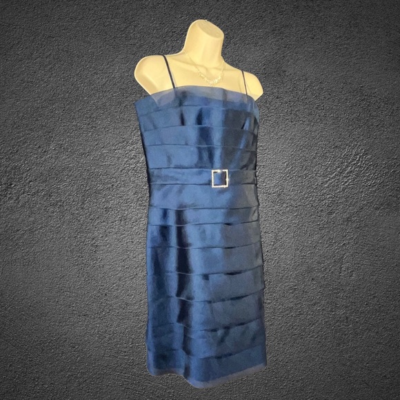 Sapphire blue dress, spaghetti straps, cropped jacket. Size 12 - Picture 6 of 17